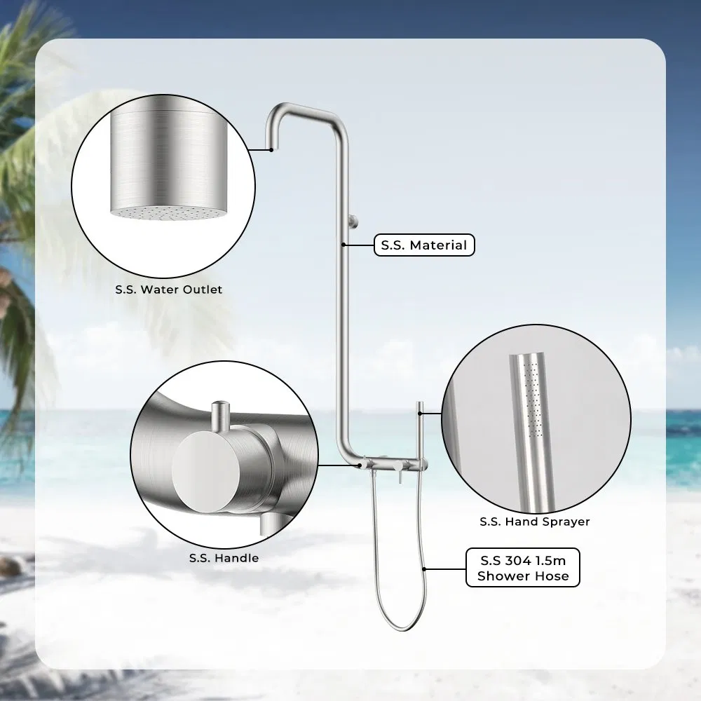 Premium Wall Mounted Stainless Steel Outdoor Shower Faucet