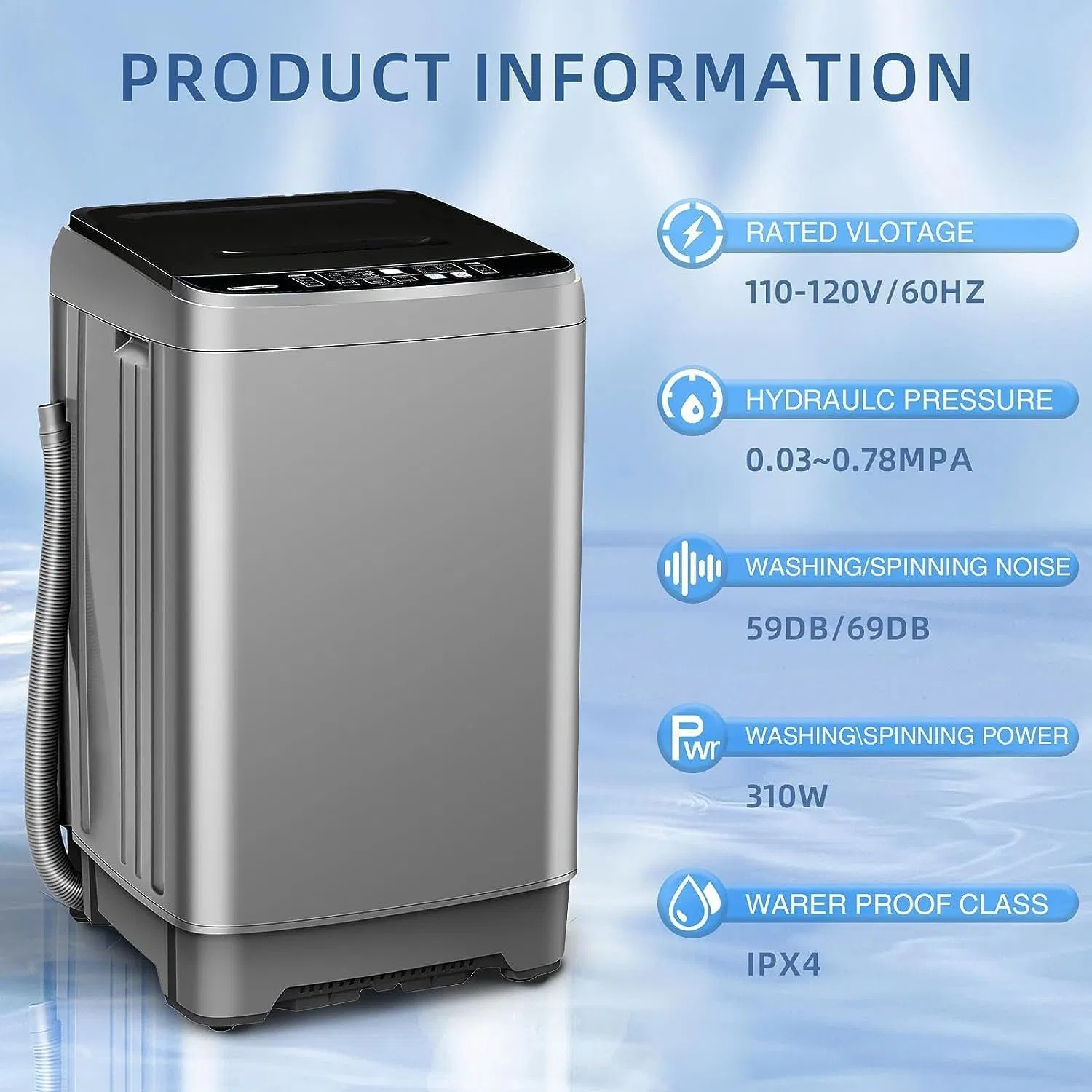 Hot-Selling 9kg Big Capacity Fully Automatic Top Loading Clothes Home Washing Machine Glass Lid