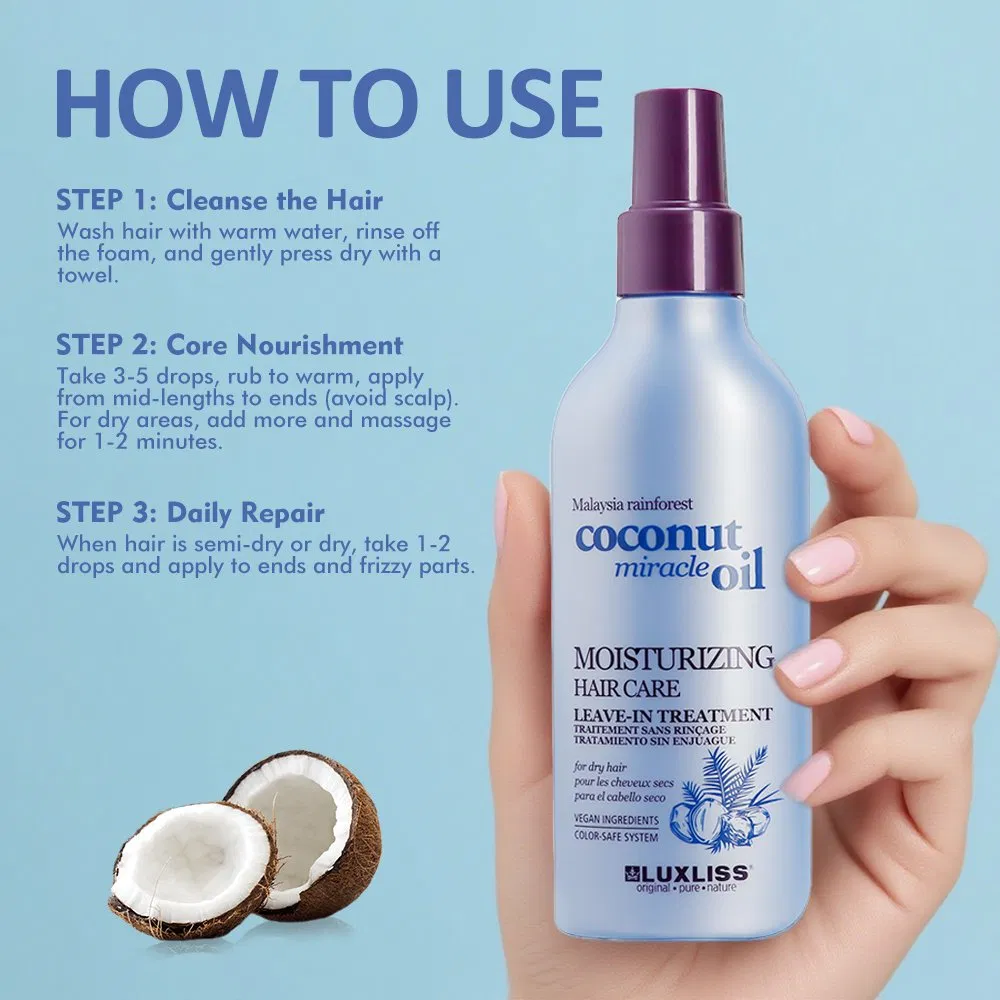 Luxliss Coconut Oil Repair Damaged Moisturizing Hair Care Leave-in Hair Treatment Spray