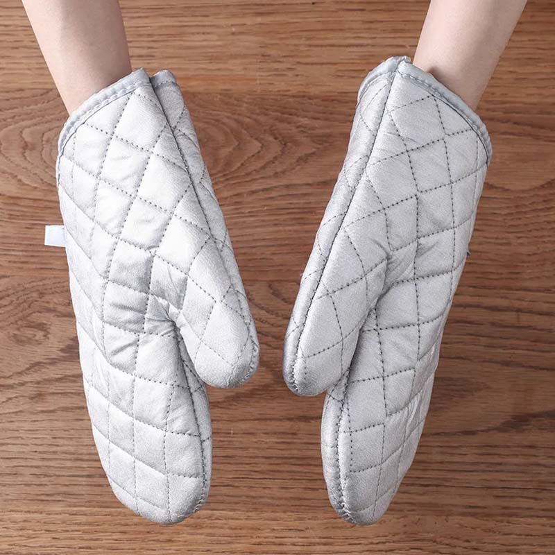 Pure Cotton Thickened Gloves with Silver Coating, High-Temperature Resistant Microwave Oven, Steamer and Oven Gloves