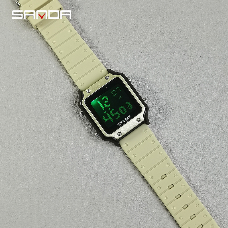 Sanda 2174 Ultra-Thin Sports Waterproof PU Strap Fashion Wrist Digital Watch