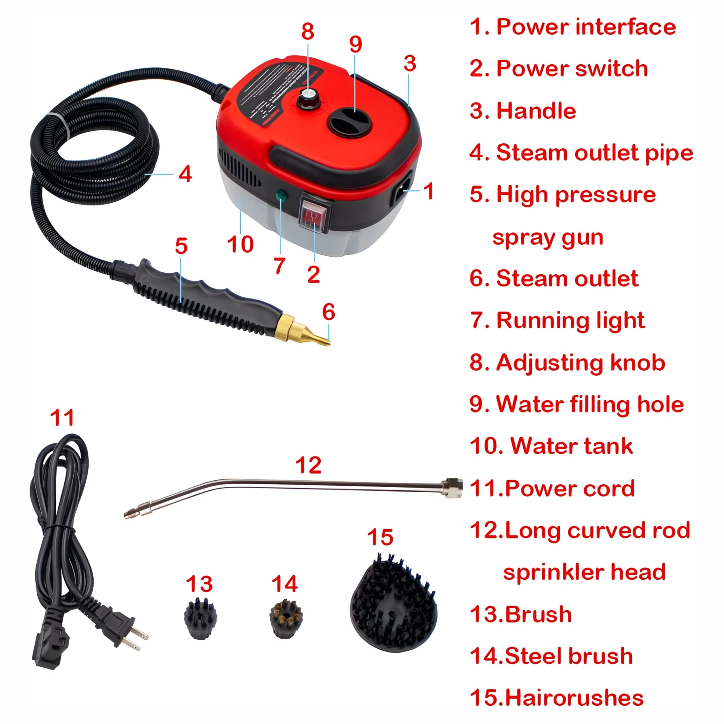 High Power 1500W Fast Heating Multi-Purpose Used Portable Steam Cleaner
