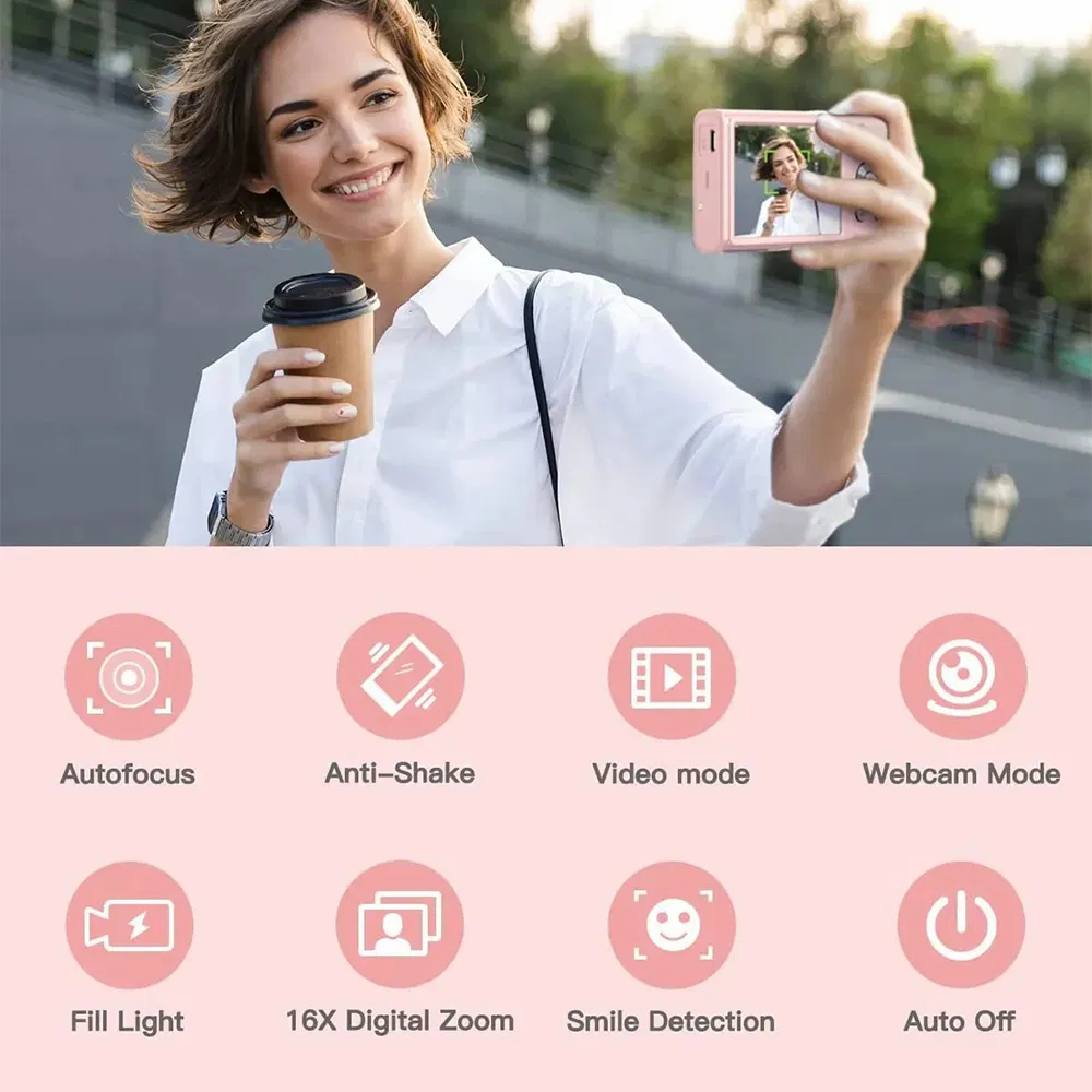 4K Kids 48MP Digital Camera Auto Focus 16X Digital Zoom Vlogging Camera for Teens