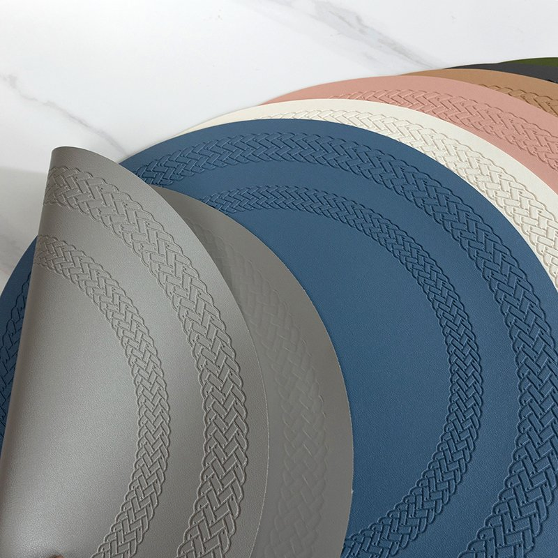 Wholesale Home Use Leather Custom Placemat PVC Round Dining Europe Market Table Mats