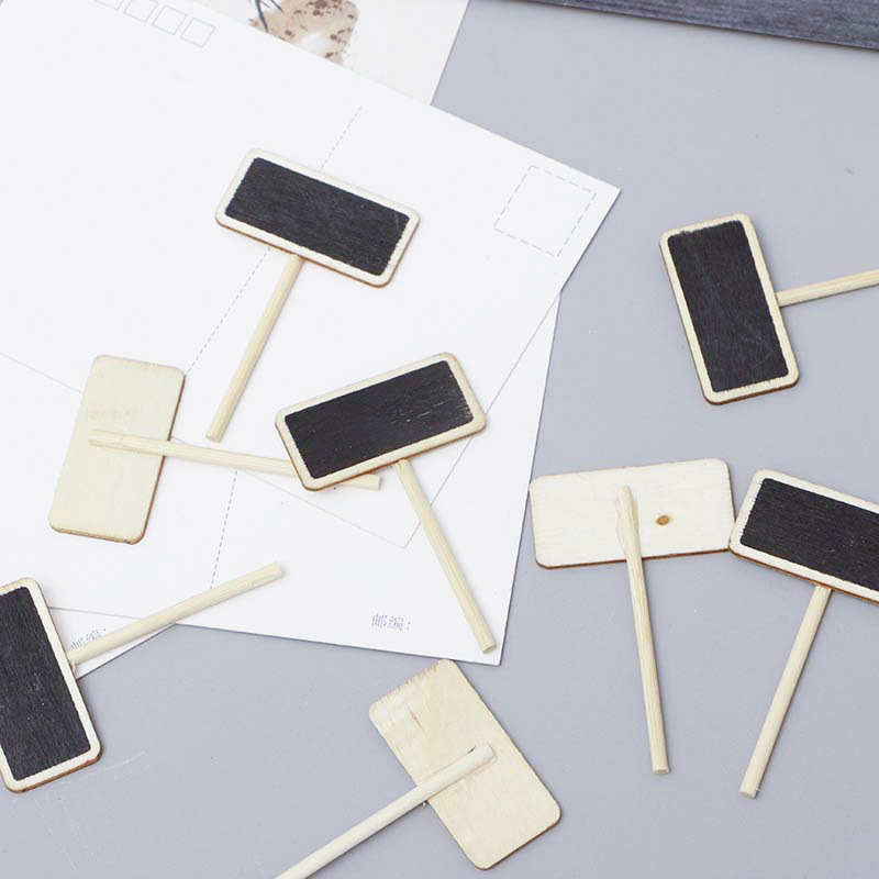 10PCS Outdoor Gardening Label Decoration Wooden Crafts Mini Blackboard Clip