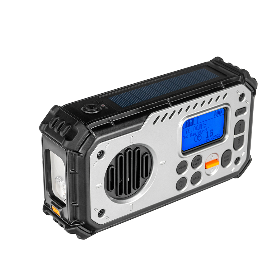 Rechargeable Battery Flashlight Hand Crank Radio Portable Am FM Solar Dynamo Radio with Bluetooth and Emergency Charger