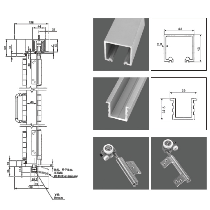 Folding Door Sliding Door Wheel Fittings Hardware for Door Hardware System