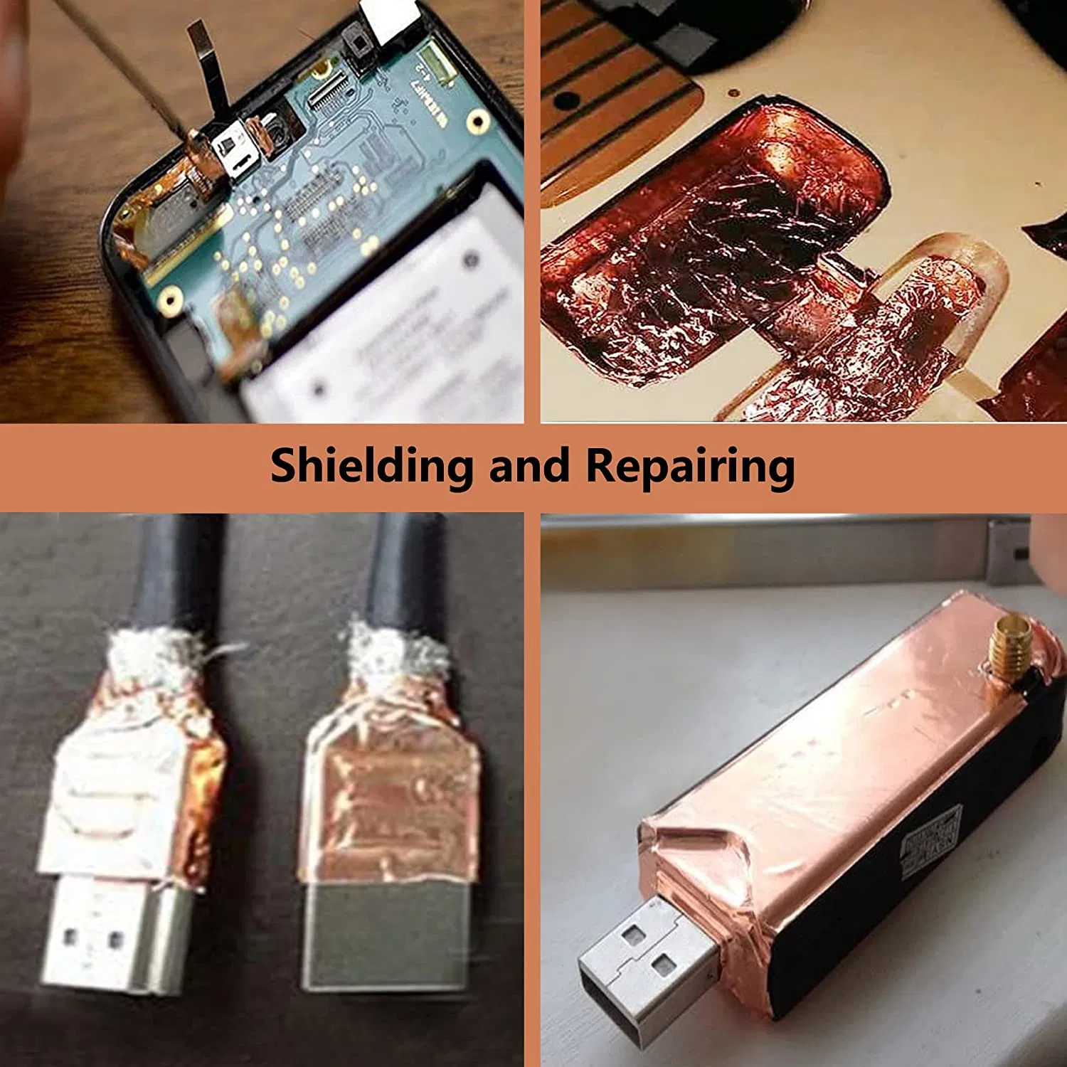 Copper Foil Tape Multi-Sizes Conductive Adhesive Double-Sided Copper Tape for Soldering Guitar