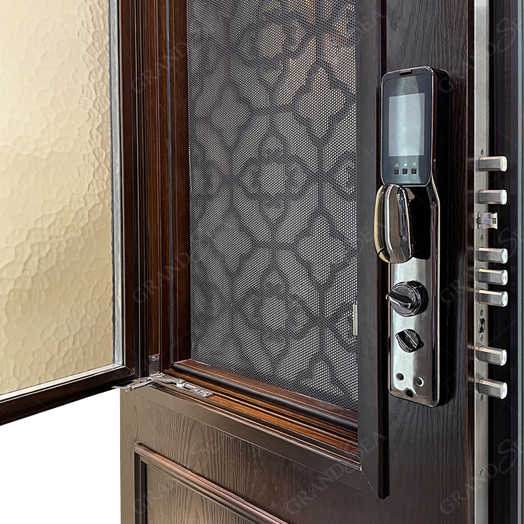 Luxury Double Door Explosion Proof Aluminum Cast Copper Color Main Entry Steel Doors Security