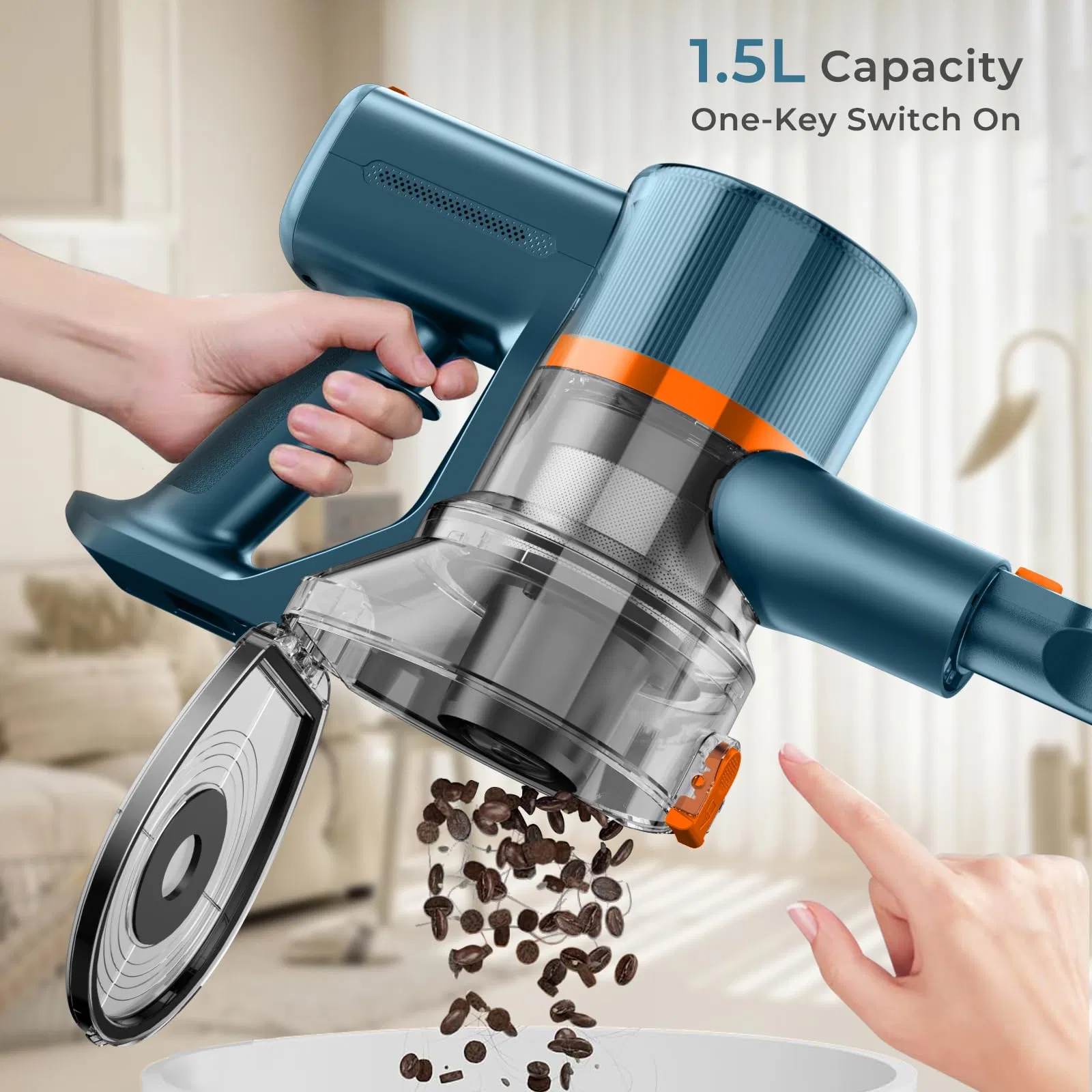 Longbank New Cordless Vacuum Cleaner Deep Cleans Hard Floors and Carpets Detangles Pet Hair Converts to Handheld Vacuum Cleaner