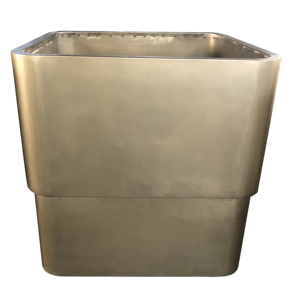 Garden Supplies Delivery Large Gold Color Tree Planting Pots & Planters Custom Size Stainless Metal Plated Planter Box Outdoor