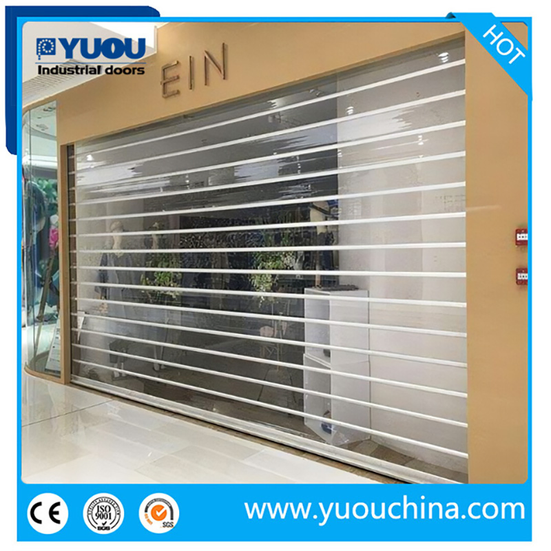Commercial Shop Plastic / Crystal / Polycarbonate Transparent Roller Shutter Door