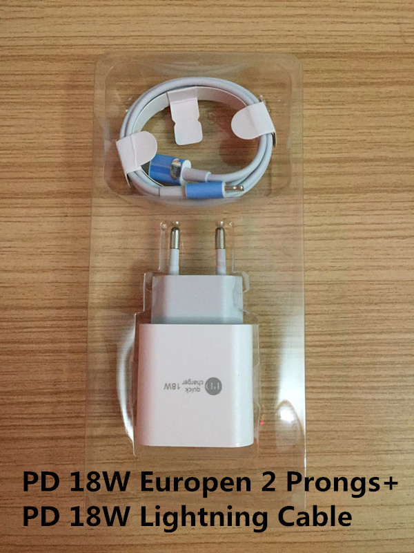 Зарядное устройство 18W PD с кабелем Type-C/Lightning