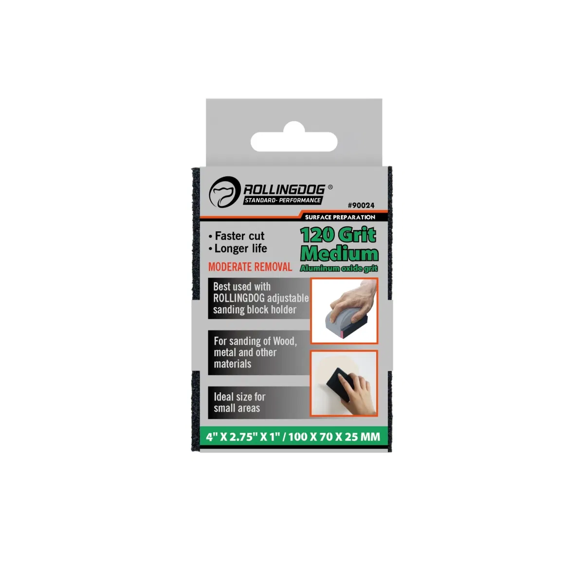 Rolingdog-Standard 90024 Sanding Sponge 120 Grit for Medium