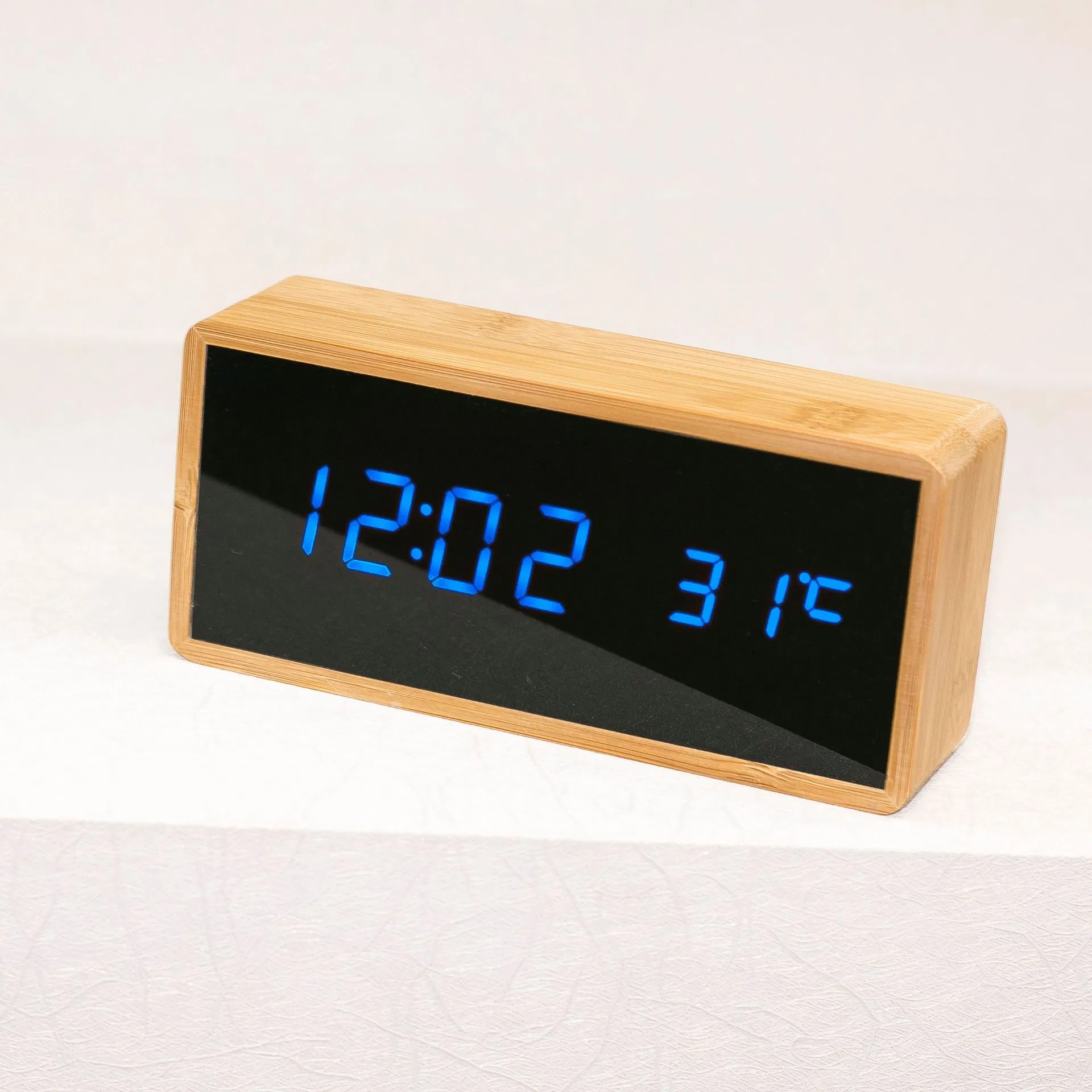 Logo Customized LED Display Wooden Digital Clock
