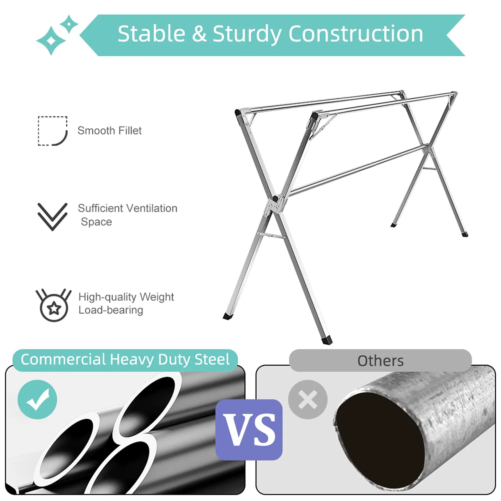 Promotion Stainless Steel Laundry Foldable Space Saving Garment Windproof Clothes Drying Rack