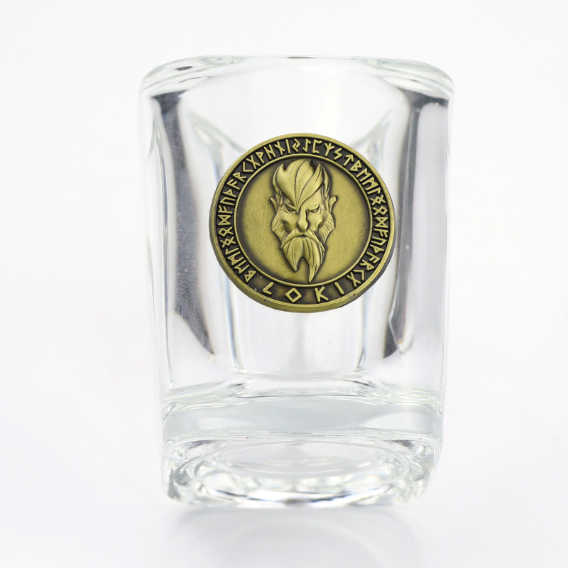 Wholesale Customize Metal Logo Eagle Shape Square Tourist Souvenir Whisky Shot Glass