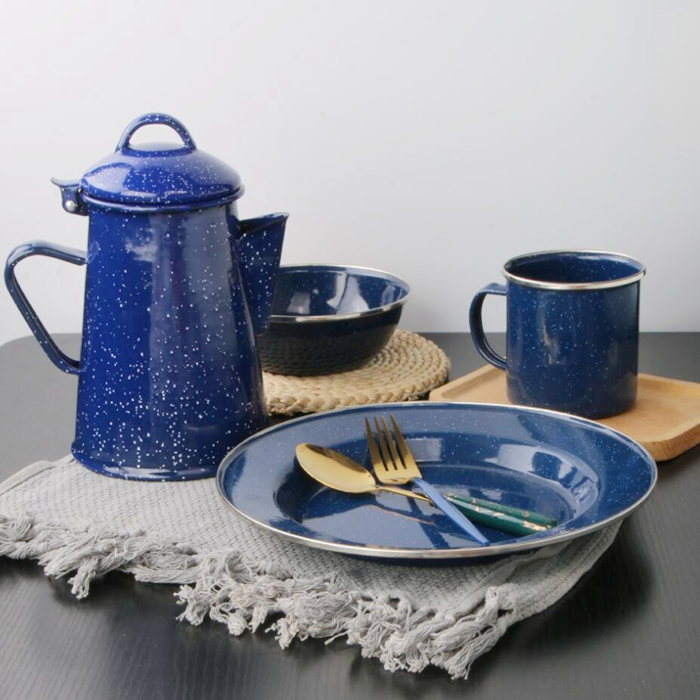 Enamel Coffee Pot Hot Water Kettle for Tea Camping Outdoor Party