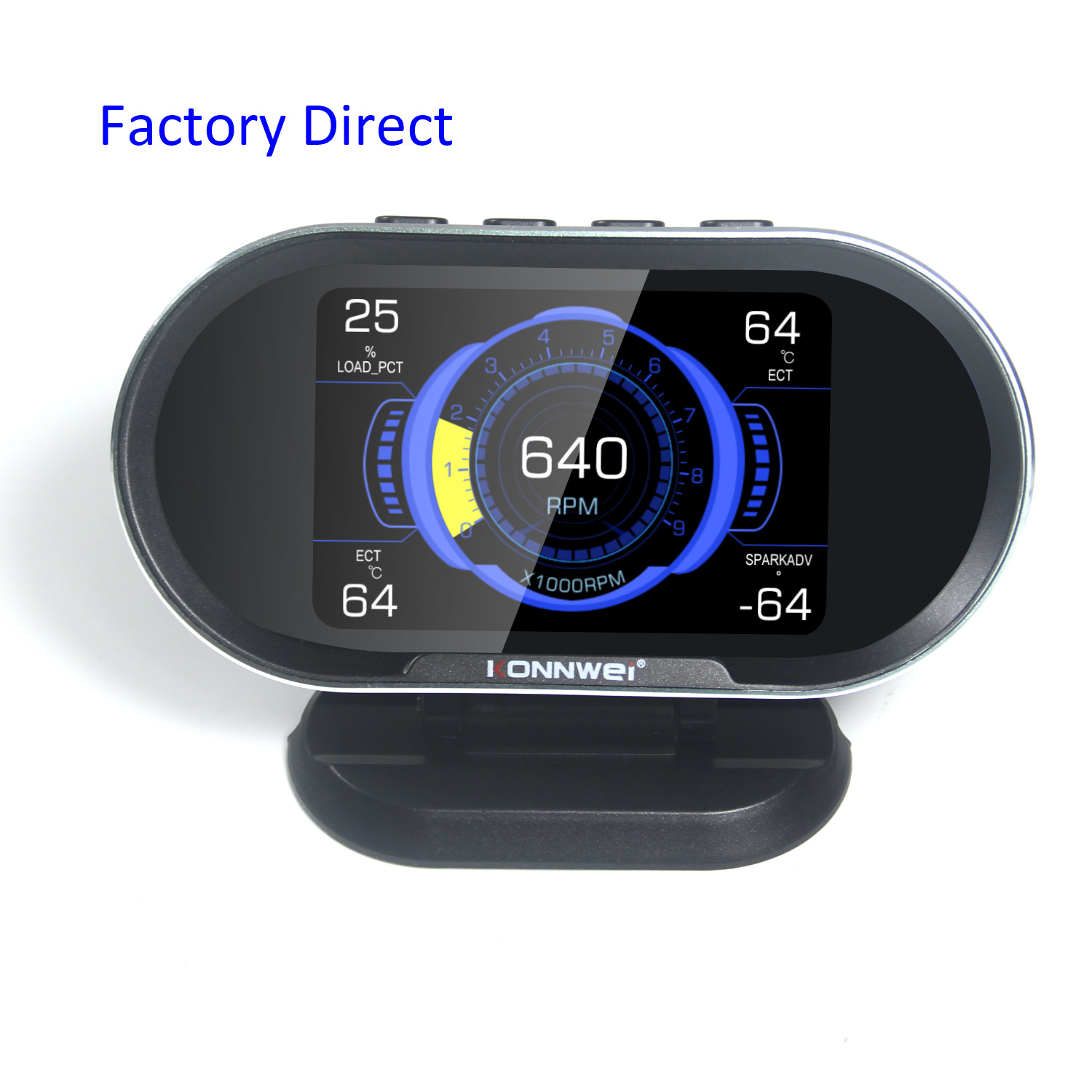 HUD дисплей OBD2 с датчиком температуры Konnwei KW206