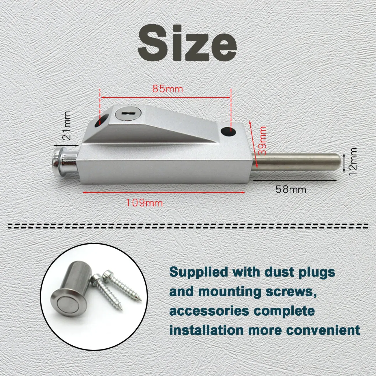 Zinc Alloy Floor Ground Security Safety Hotel Office Building Apartment Wooden Door Metal Door Revolving Spring Bolt Door Lock