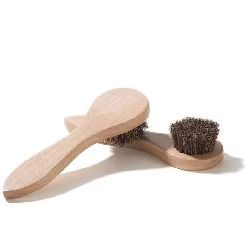 Long-Handled Natural Eco-Friendly Wooden Men's Facial Beard Cleaning Brush