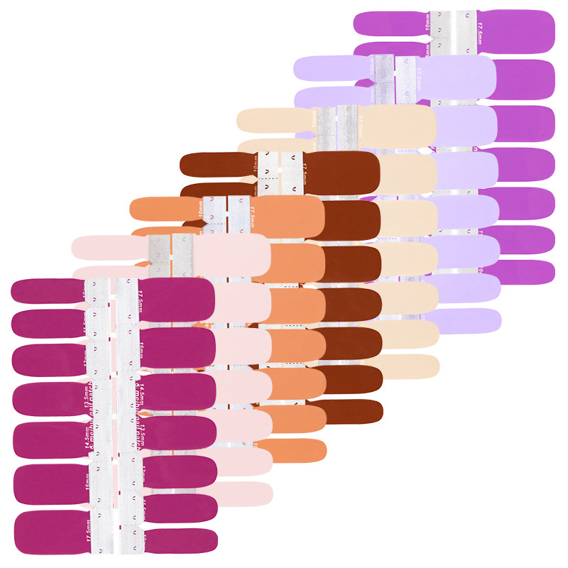 Semi Cured UV Nail Gel Strips Solid Color Nail Art Stickers
