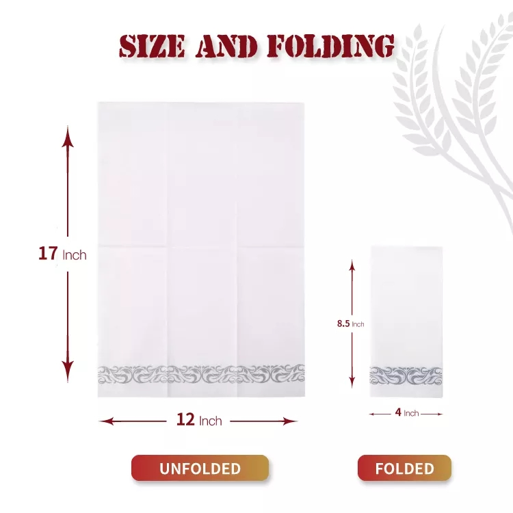 100% Dust-Free Disposable White Paper Napkins Custom Dinner Napkin for Restaurants Cafes Parties