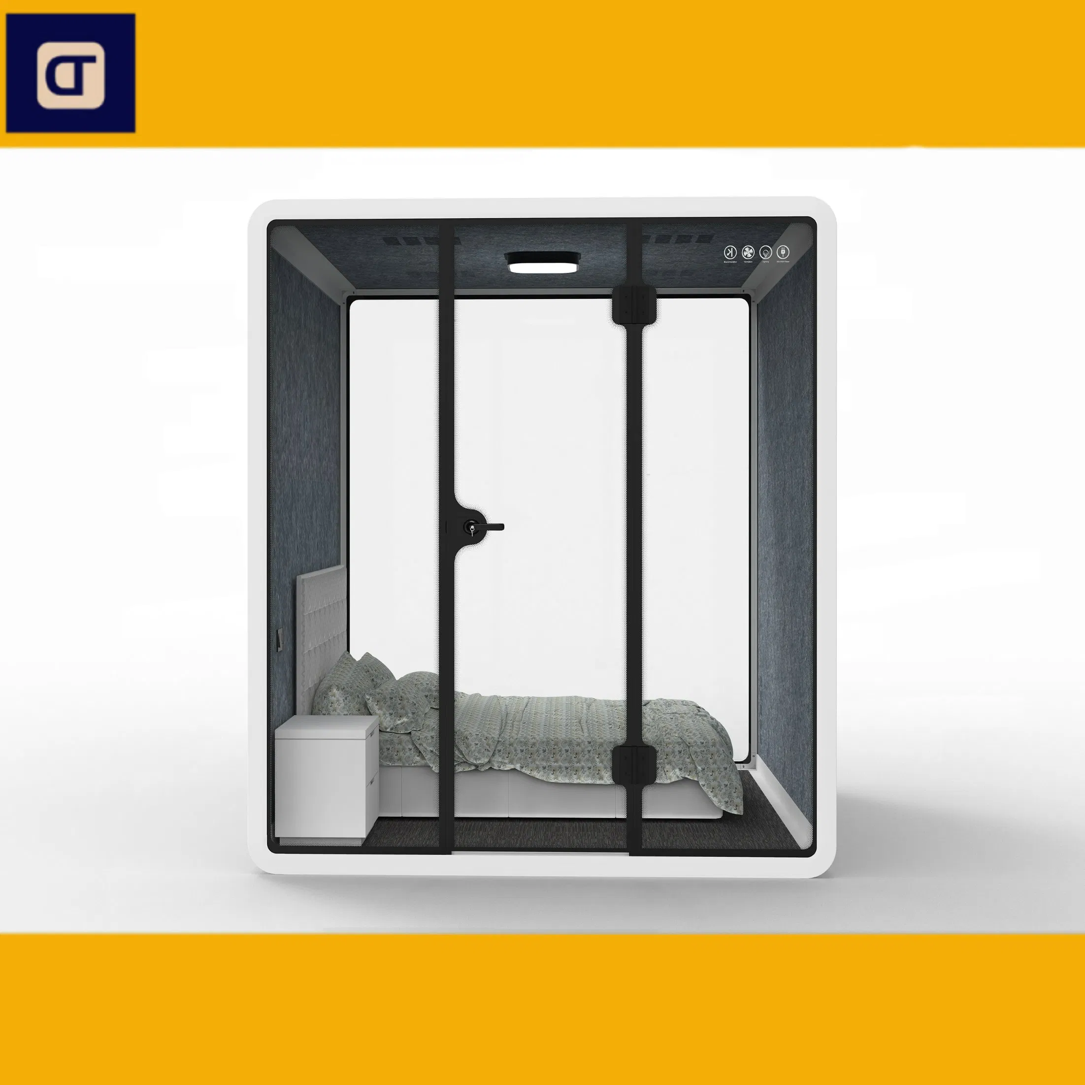 Soundproof Glass Booth Portable Office for Work Silence Booth Prefab House Office Pod Integrated House Meeting Pod Phone Booth