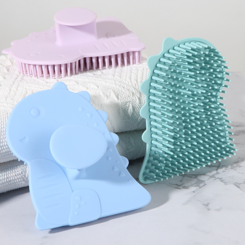 BPA Free Custom Infant Shower Hair Scrubber Soft Shampoo Massage Good Touching Silicone Baby Bath Brush