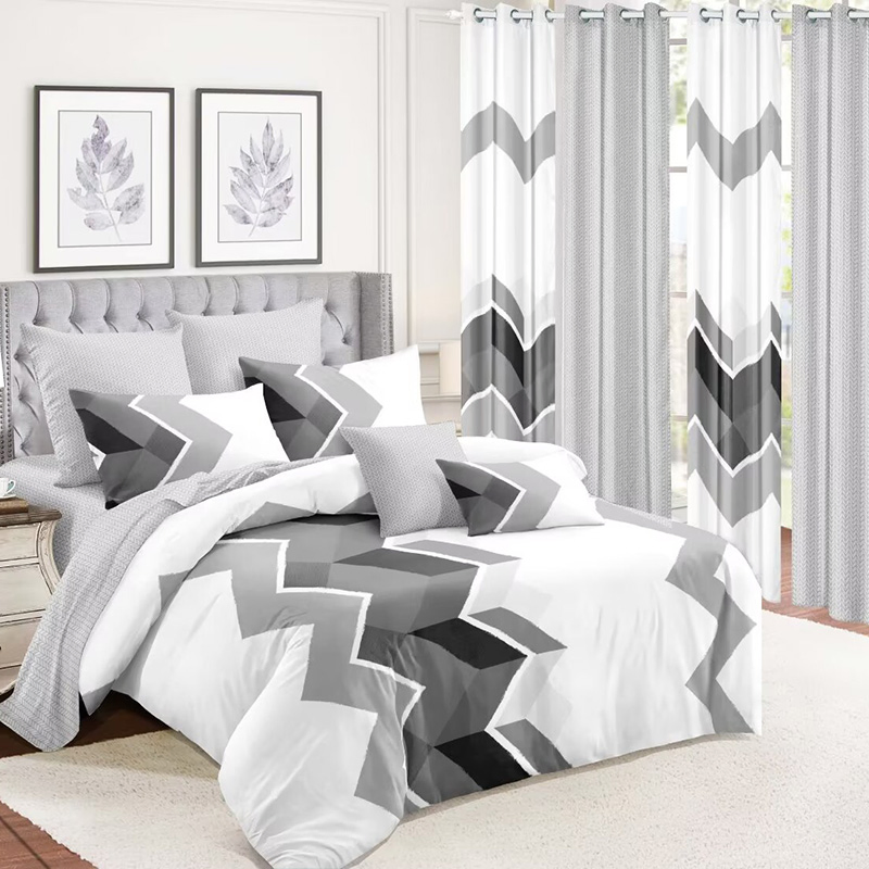 Premium 12 PCS Polyester Duvet Cover Twin Full Size Pillowcases High Class Pillow Shams Customized Curtains Eight-Piece Printing Bedroom Suite Bedspread Set