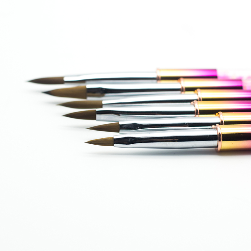 Pink Color Sequin 100% Kolinsky Acrylic Nail Art Brush