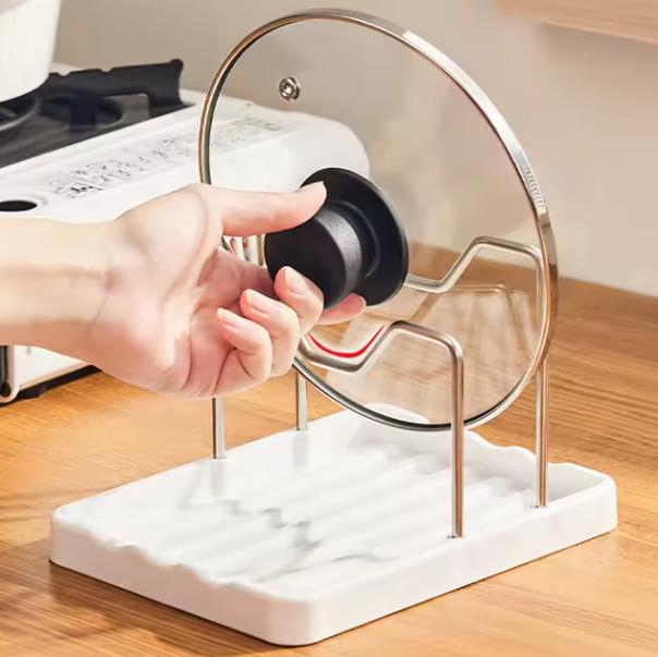 Creative Cutting Board Pot Cover Rack Utensil Rest Holder Spoon Spatula Storage Rack
