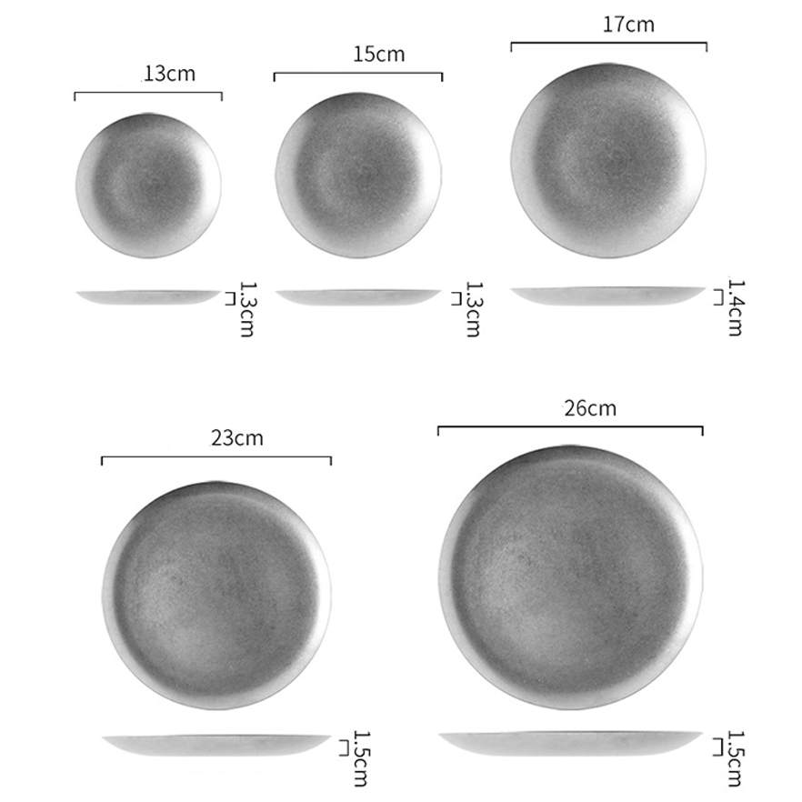 Stainless Steel Plates Metal Dinner Dishes for Kids Feeding Plates Heavy Duty Round Dessert Plate Reusable Dinnerware