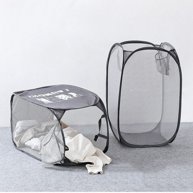 Dirty Clothes Mesh Storage Basket Portable Collapsible Laundry Baskets