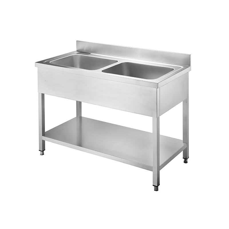 Commercial Stainless Steel Sink with Integrated Backsplash