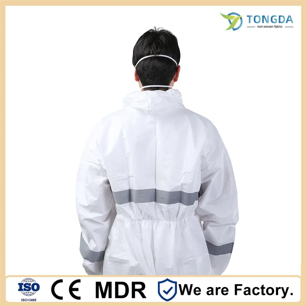 Disposable Microporous Waterproof Protective Clothing One-piece Coverall With Bound Seams