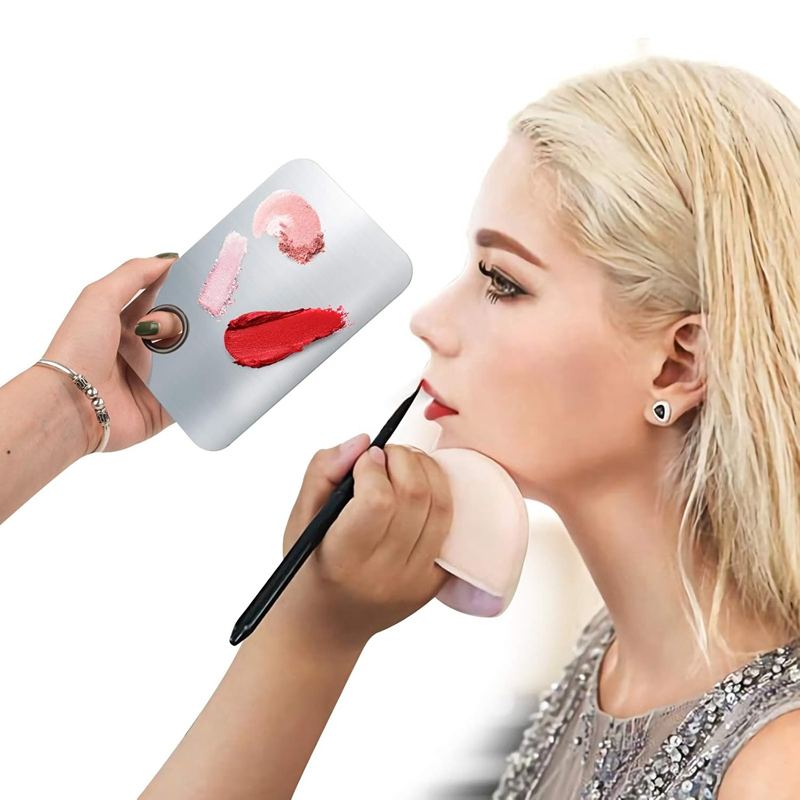 Wholesale Cosmetic Palette Metal Stainless Steel Custom Mixing Makeup Palette with Spatula