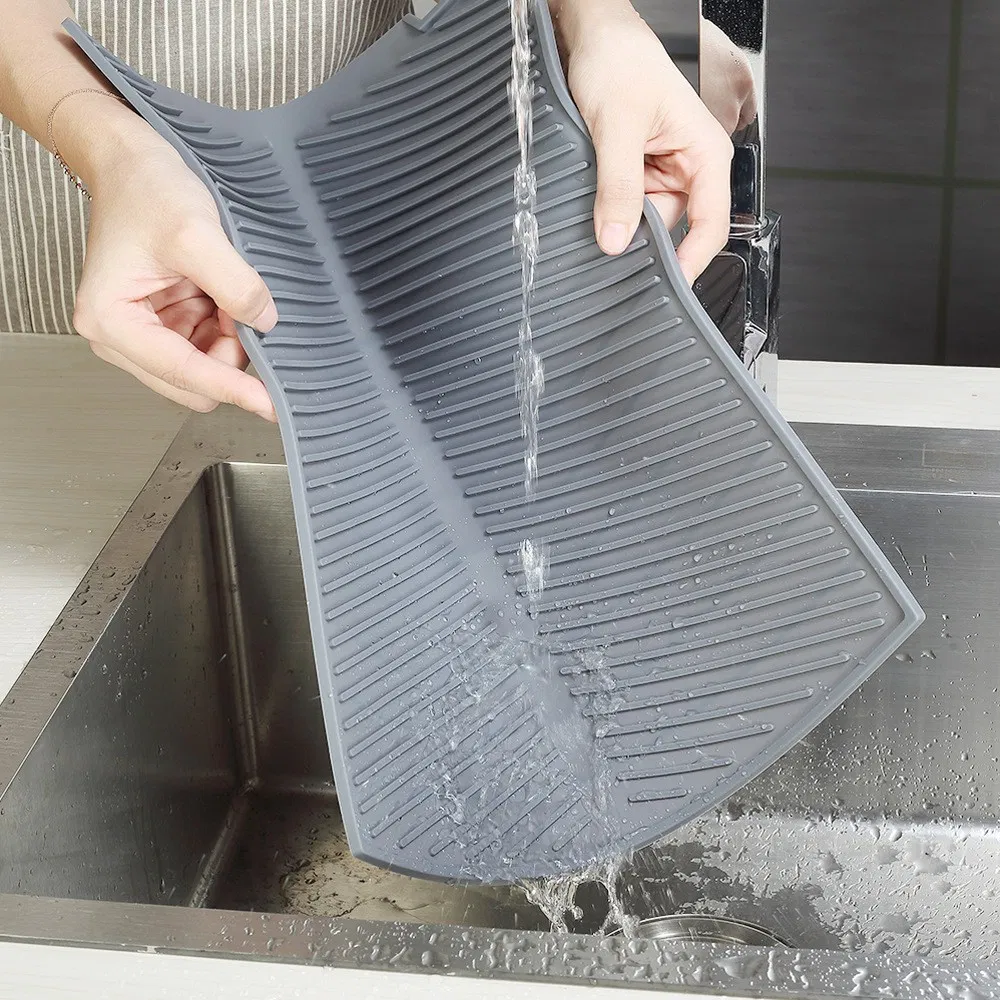 Hot Selling Silicone Drain Pad - Heat Resistant (500° F) , Non-Slip Sink Pad for Kitchen Counter, Water Filter & Dish Drying Mat