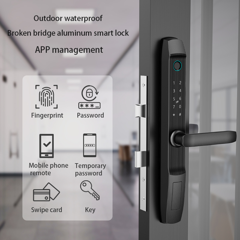 Outdoor Waterproof Broken Bridge Aluminum Door Iron Door Tuya Smart Fingerprint Ttlock Door Lock