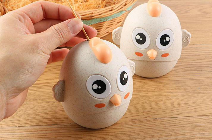 Chick Shape Toothpick Dispenser Wheat Straw Toothpick Holder