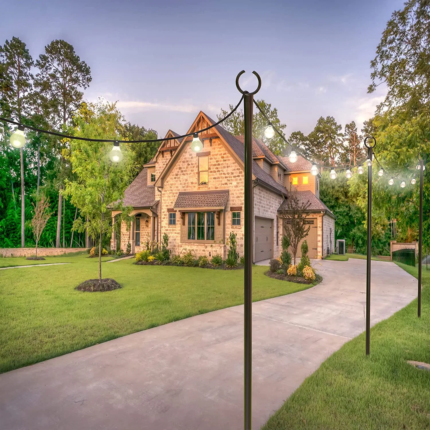 String Light Poles for Outdoor, Outdoor String Light Pole, Outside String Light Poles for Hanging String Lights, Black String Light Poles for Y