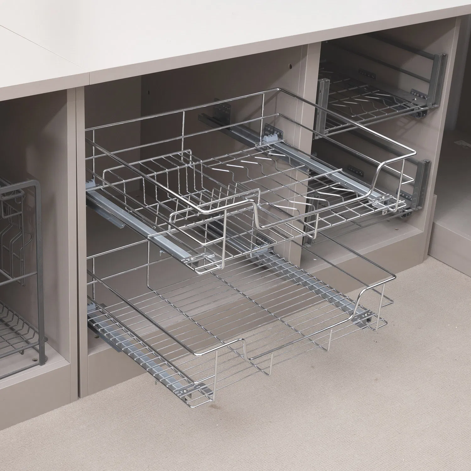 Kitchen Cabinet Multi-Functional Soft Closing 4 Side Bowls Drawer Basket