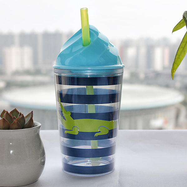 Многоразовая пластиковая чашка 16oz с крышкой и трубочкой