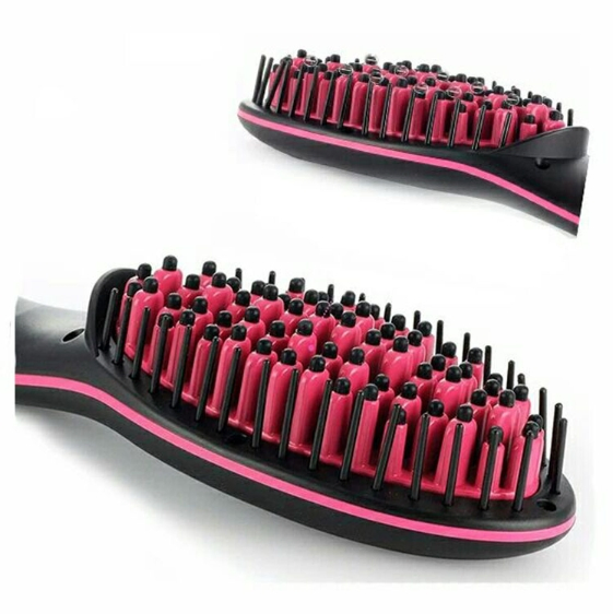 LED Display Hair Straightening Brush - Wet & Dry Use, Electric Magic Hair Brush Straightener