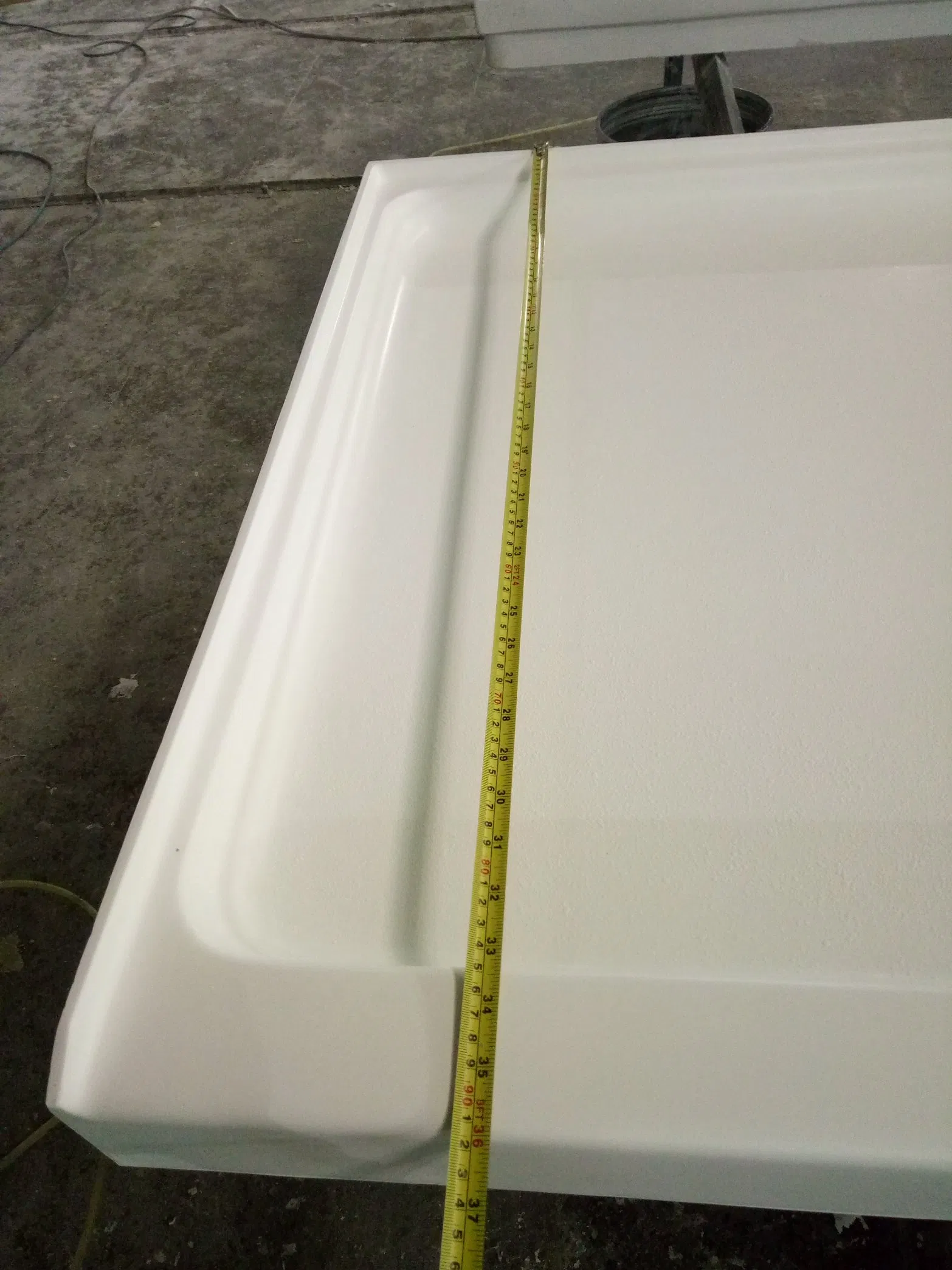 36 X 60 Corner Drain Shower Pan White Cultured Marble Shower Base for Bathroom