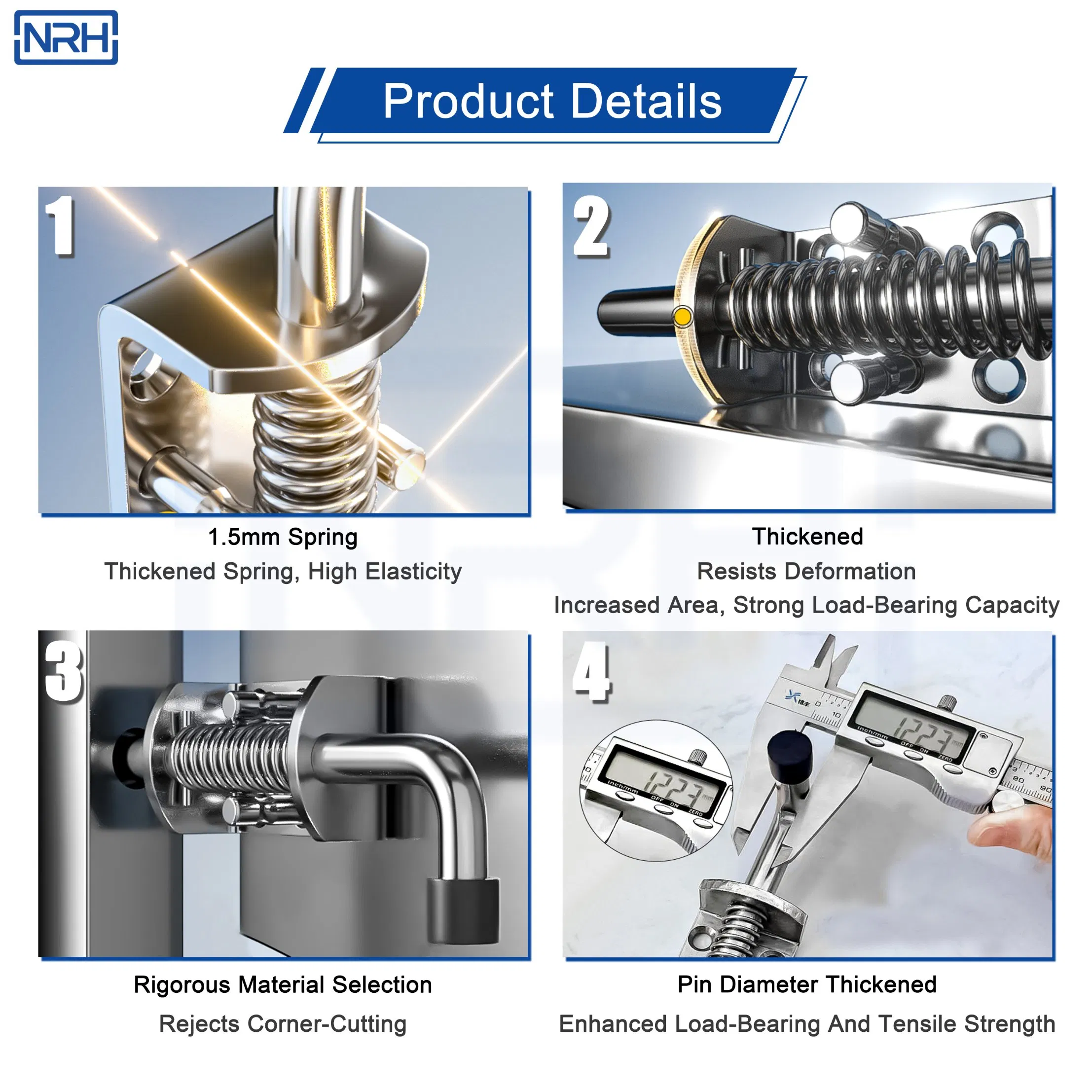 Nrh R7956 10mm Grip Handle Spring Latch for Industrial Equipment