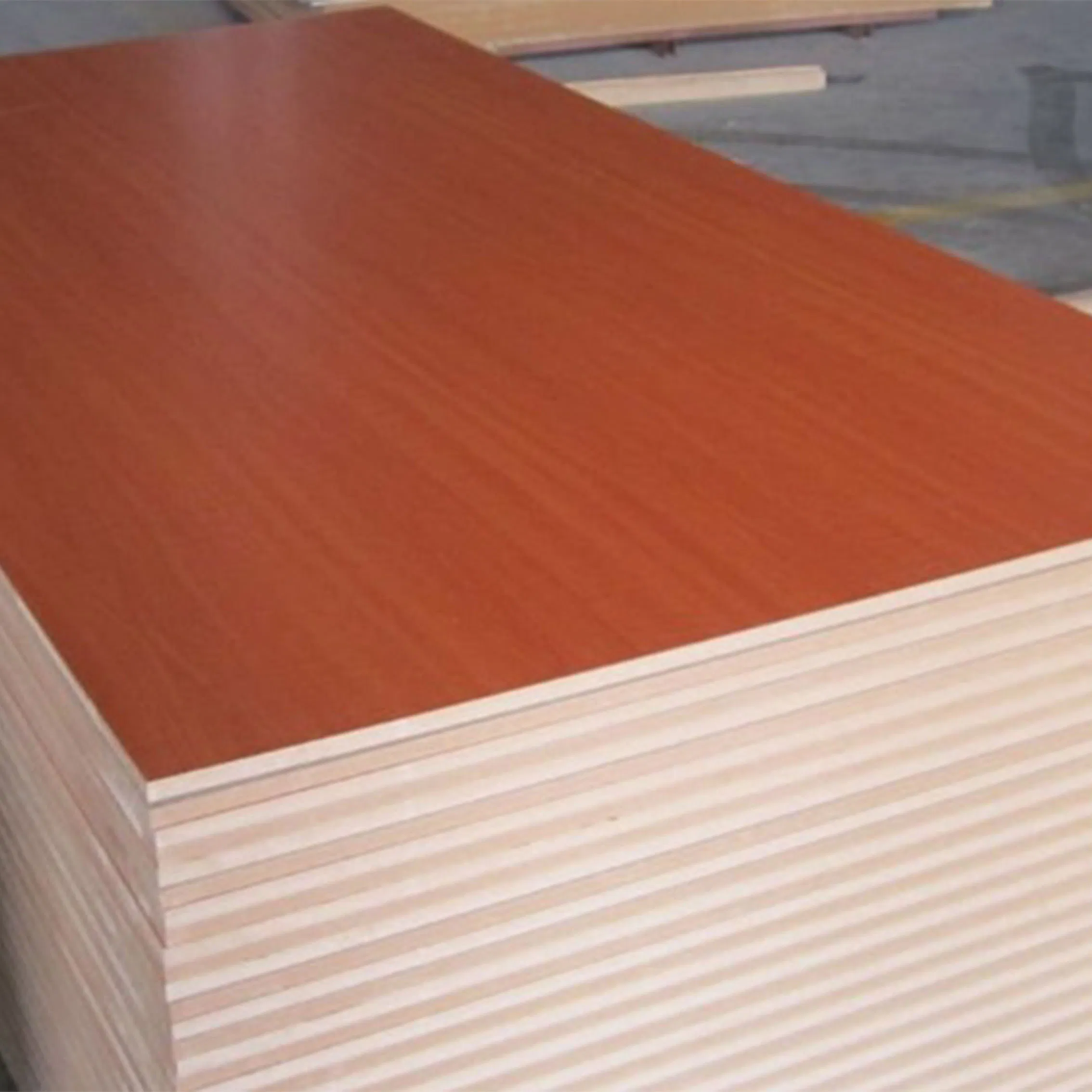 Oak Wood Grain Veneered MDF Board in Red for Both Sides Laminated