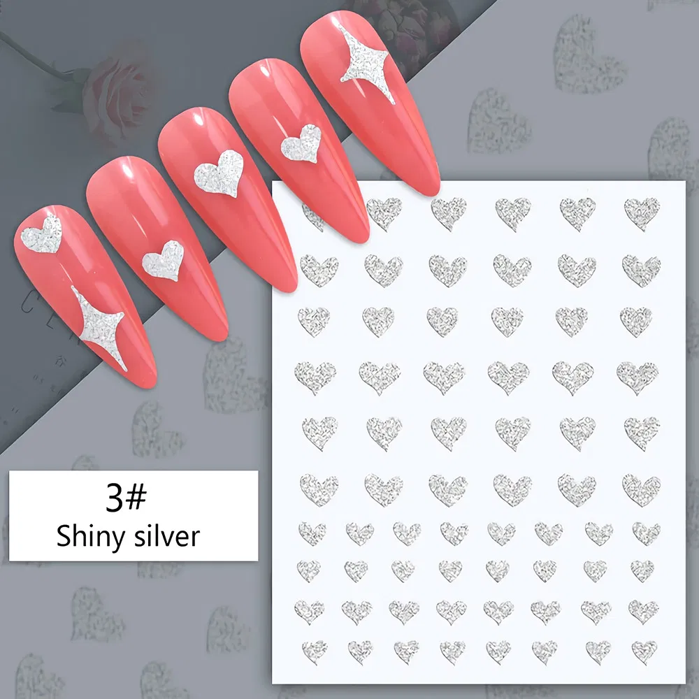 High Quality Reflective Sparkle 3D Heart Stripe Nail Art Ornaments