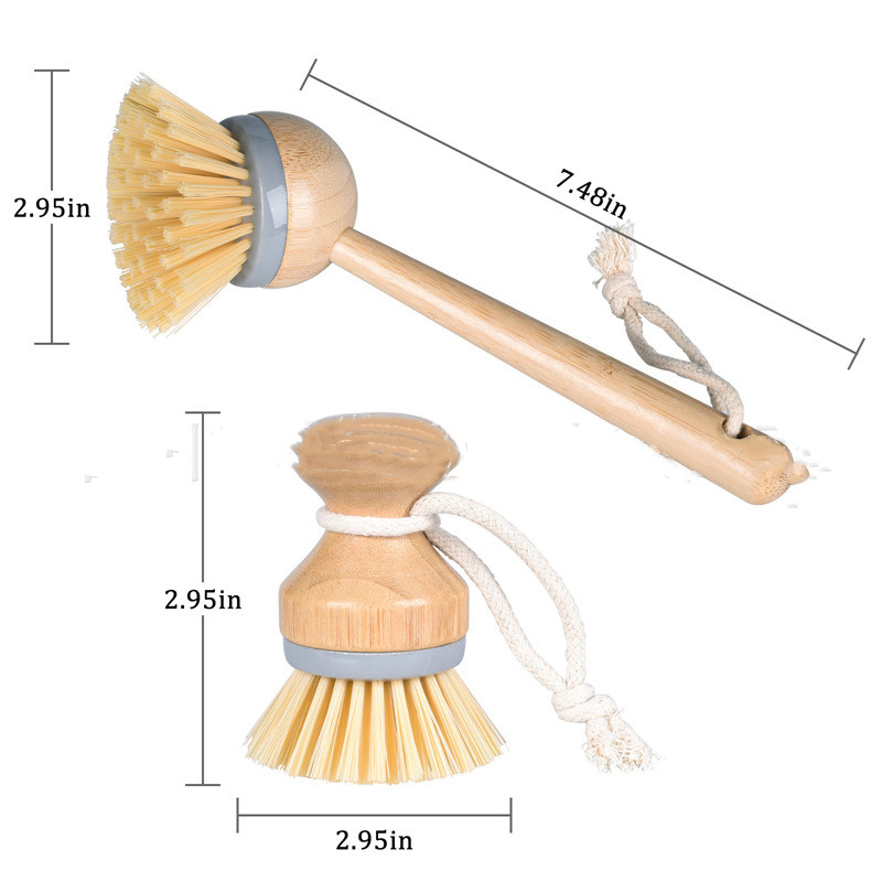 New Cleaning Kitchen Pot Brush Cleaner with Bamboo Handle