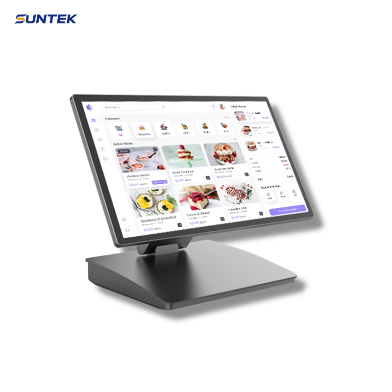 Suntek POS System 15.6+10.1 Inch Touch Dual Screen Monitor Terminal Machine Smart Cash Register POS All in One